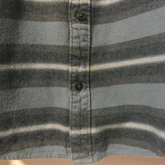 Urban Pipeline Striped Blue Navy Button up Flannel Shirt Tagless Men's Large Y2K - Picture 5 of 7